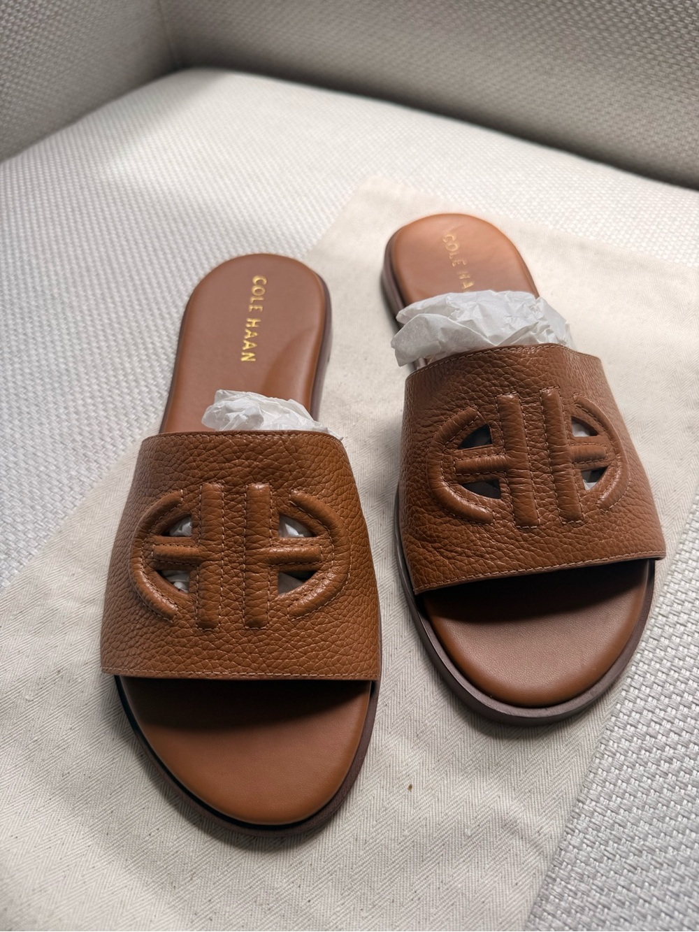Cole Haan Tan/Brown Leather Slide Sandals